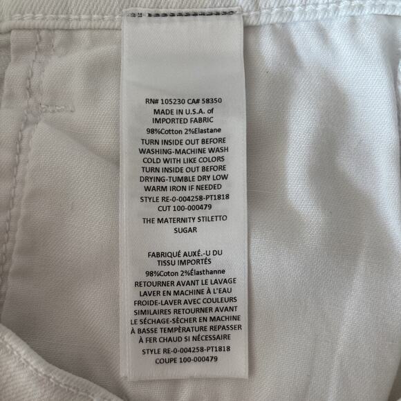 Current Elliot x Hatch Denim Jean 26 White Skinny Stiletto Sugar Maternity - Picture 8 of 9